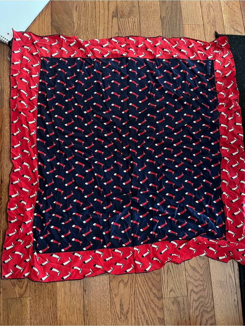 Gucci Scarf 31x32 silk boot pattern